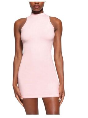 SKIMS New Vintage Tank Mini Dress Light Pink Racerback NWT Size M stretch cotton